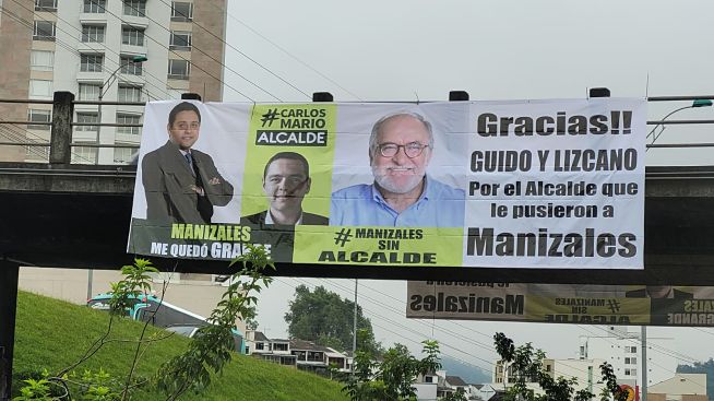 Manizales amaneció con pendones en rechazo al Alcalde Carlos Mario Marín