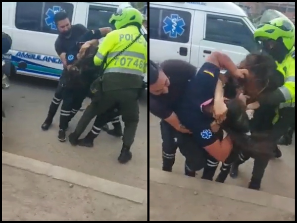 Puño, patadas, agarrones y mechoneadas: la pelea de paramédicas en Bogotá por recoger un accidentado