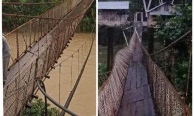 Se rompieron los cables del puente colgante de San Cipriano, en plena temporada de lluvias