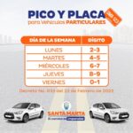Conozca el nuevo ‘pico y placa’ para vehículos particulares y taxis en Santa Marta