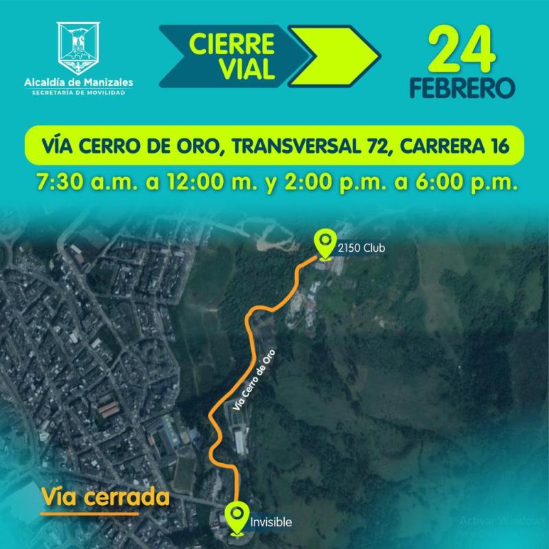 Este jueves habrá cierre vial en el Cerro de Oro por obras en la Planta Niza