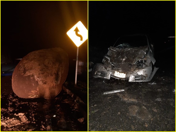 Susto en vías de Nariño: piedra de gran magnitud provocó accidente en Samaniego