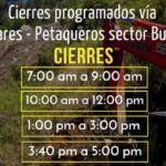 Atento a los horarios de cierre en la vía Petaqueros - Manzanares