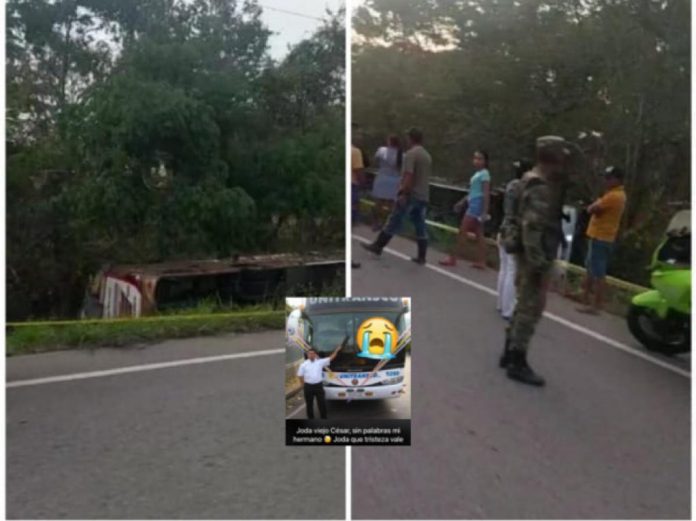 El conductor y cuatro pasajeros murieron, accidente de bus en Pueblito Los Andes ruta hacia Mompox