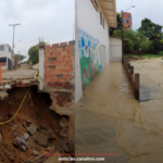 Parte de una vía en el barrio Rudesindo Soto se desplomó por las lluvias.