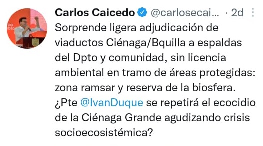 Invías responde a cuestionamientos de  Caicedo por los viaductos en la  vía Ciénaga-Barranquilla