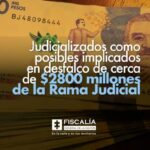 Judicializados como posibles implicados en desfalco de cerca de $2800 millones de la Rama Judicial