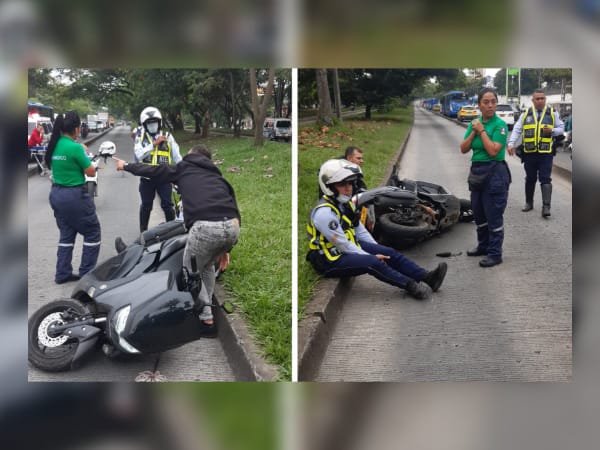 un policía de tránsito atacó un carril MIO motorizado