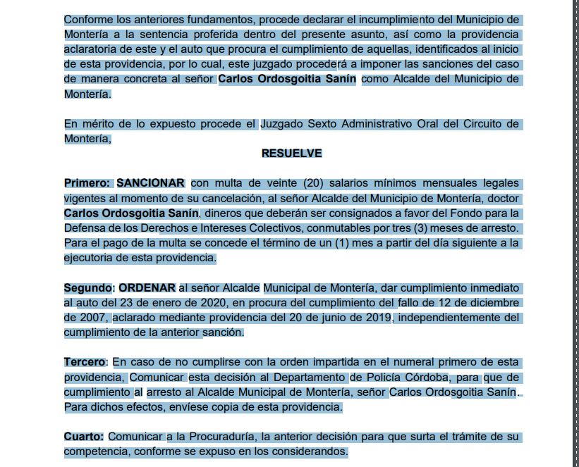 Ordosgoitia sin defensa: Otra vez en desacato y sancionado