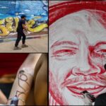 Pintando mural de rostro de 'Residente' con sangre humana en Siloé: homenaje de artista vallecaucano a líderes sociales