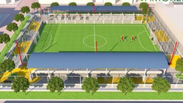 Esta es una de las maquetas de las canchas de futbol que se construirán próximamente en Barrancas.