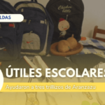 En Aranzazu se unen para ayudar con kits escolares para tres trillizos