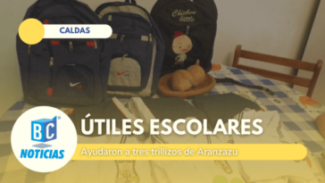 En Aranzazu se unen para ayudar con kits escolares para tres trillizos