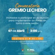 Este jueves 07 de abril, se realizará segunda mesa de trabajo con el gremio lechero