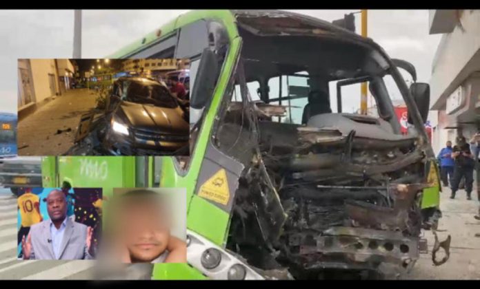 Accidente de autobús eléctrico MIO Freddy Rincón