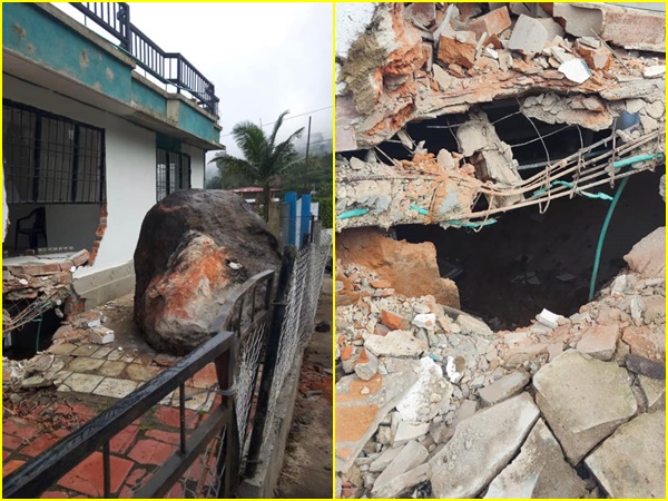 Invierno volvió a hacer estragos en Nariño: dos viviendas destruidas por caída de grandes rocas