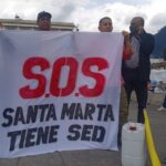 Pescaiteros siguen protestando por el agua de los samarios en Bogotá