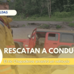 Rescataron al conductor de un vehículo que intentó cruzar un río en Villamaría