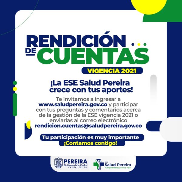 La ESE Salud Pereira lista para rendir cuentas este jueves 26 de mayo