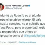 Para «salvar» a Colombia, María Fernanda Cabal, pieza clave del Centro Democrático, se une a Rodolfo Hernández