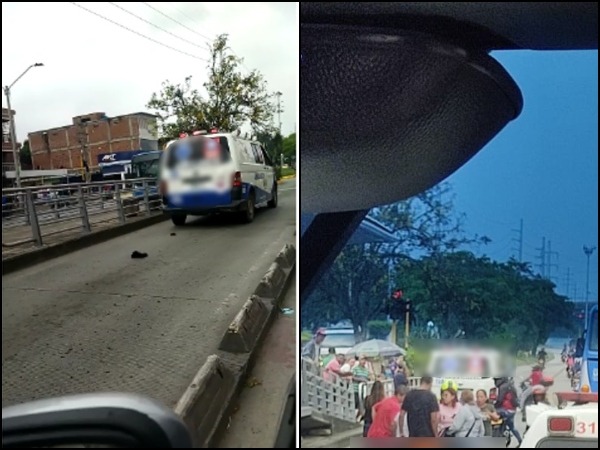 Una ambulancia 'llena' y un hombre en medio del carril MIO, que murió en el lugar tras el golpe