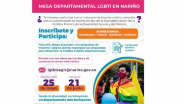 Amplían plazo para conformación de Mesa departamental LGBTI