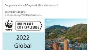 Bogota gana premio internacional de WWF por su Plan de Accion Climatica