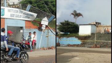Fuertes lluvias hicieron colapsar uno de los muros de la Escuela Carlos Lleras en La Unión, Nariño