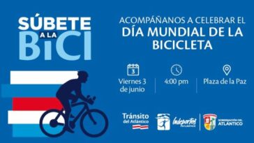 Gobernación del Atlántico celebra hoy el Día Mundial de la Bicicleta con un evento en la Plaza de la Paz