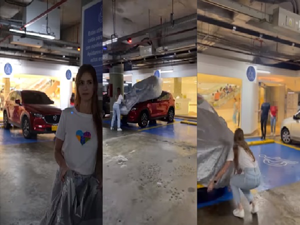 Ponerle pijama al vehículo de quien haga mal uso de parqueadero inclusivo en centros comerciales de Barranquilla, la campaña de la gestora social