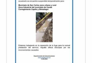 Por falla en tubería San Carlos y parte de Cereté se mantienen sin agua