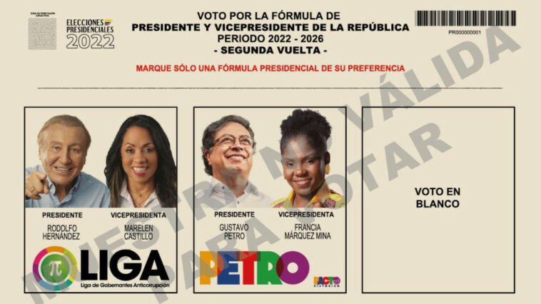 Quedó lista la tarjeta electoral para la segunda vuelta presidencial