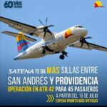 Satena volará a Providencia con avión de mayor capacidad de carga y pasajeros 