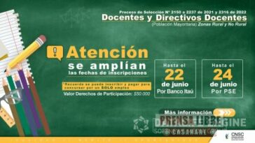 Se amplió plazo de inscripción del proceso de selección Directivos Docentes y Docentes