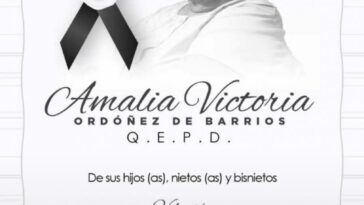 Sensible fallecimiento Amalia Ordóñez en Santa Marta