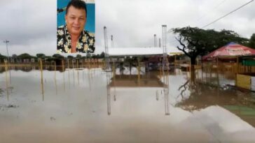 Llena de agua se encuentra actualmente el lugar donde se iba a realizar el festival de la Frontera. En la foto de recuadro aparece Edwin Montiel Salgado, director Fundación Guajira Linda.