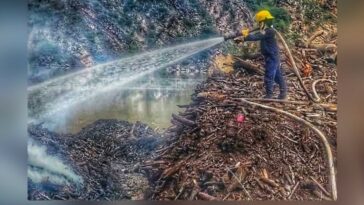 Cuatro días lleva incendio en la vía Zapatoca