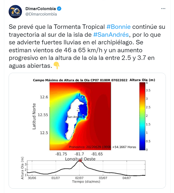De ciclón a tormenta tropical: “Two” se convirtió en “Bonnie” y genera alerta en San Andrés