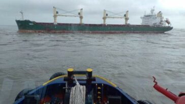 Dimar atiende emergencia con buque de bandera Chipriota en Bocas de Cenizas, Barranquilla