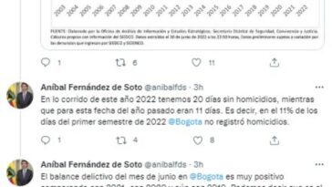 Bogota menor numero de homicidios 20 anos