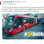 Estaciones de TransMilenio cerradas por protestas de bicitaxistas en Bogota