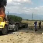 Rechazo de cañicultores al atentado contra tractomula de ingenio del Valle