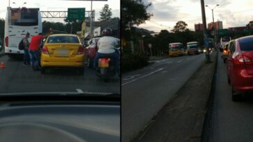 ¡Pille pues! Un choque múltiple es el que está haciendo taco por el Éxito de Robledo