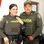 Eva Barrantes y Kevin Ojeda, patrulleros promotores en la incorporación al servicio en la estación Maicao.