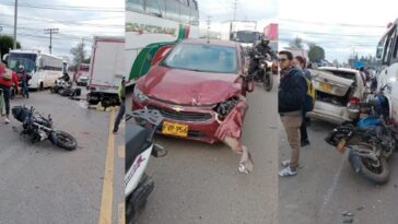 Choque múltiple de 14 vehículos deja tres personas heridas en la vía Funza-Siberia.