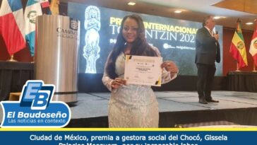 Ciudad de México, premia a gestora social del Chocó, Gissela Palacios Mosquera, por su incansable labor.