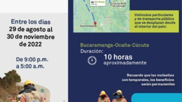 Por tres meses estará cerrada en horas de la noche la vía Cúcuta-Pamplona