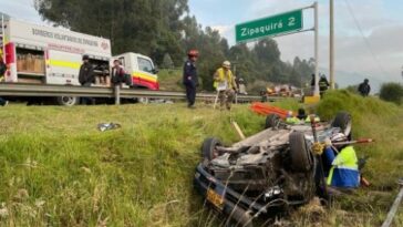 Un muerto y un herido en aparatoso accidente sobre la vía Zipaquirá-Cajicá.