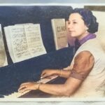 Registro fotográfico del comienzo de los años 50, con doña Bertha Santamaría como estudiante de piano.