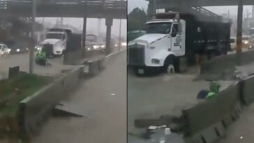 Video: un hueco se ‘tragó’ a motociclista durante la lluvia en Barranquilla